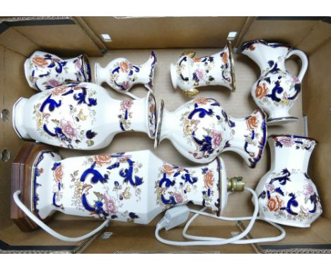 A Collection Masons Mandalay Pattern Items to include Lamp Base, Vases and Jugs. (1 Tray) 