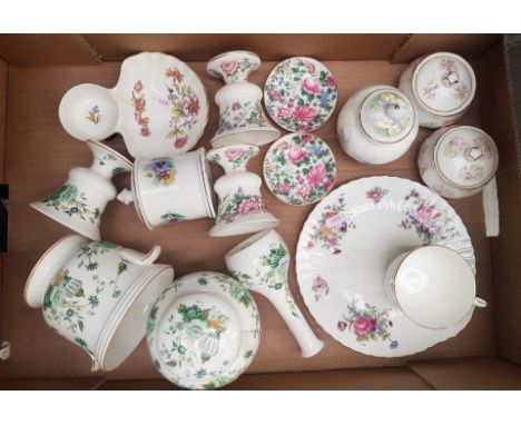 A collection of mostly Crown Staffordshire items to include Kowloon pattern ginger jar, small planter and vases together with