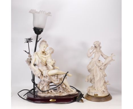 Giuseppe Armani bisque figure of a lady together with similar marked table lamp (2) 