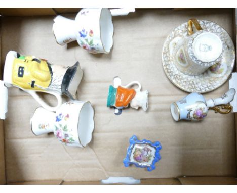 A mixed collection of ceramics to include two Minton Marlow footed small vases , Limoges cup &amp; saucer, Limoges ceramic ph