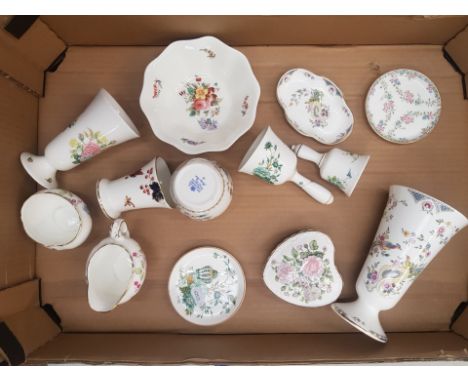 A collection of Coalport ceramic items to include vases, pin dishes, bells, cream jug and sugar bowl etc (1 tray). 