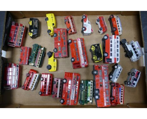 A collection of Corgi, Matchbox , days gone cars to include buses, Ringtons tea, road service vehicles etc ( 1 tray) 