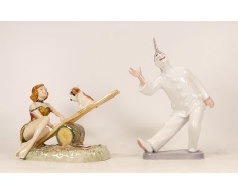 Kevin Francis Making Friends figure together with Copenhagen B&amp;G figure Pierrot, model 2353 (a/f) 