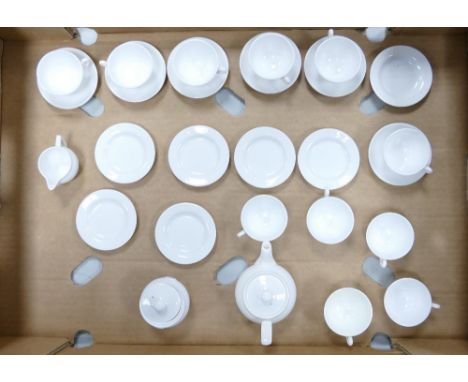 Spode miniature white teaware to include teapot, milk jug, lidded sugar pot, 10 cups, 6 saucers and 6 side plates (1 tray) 
