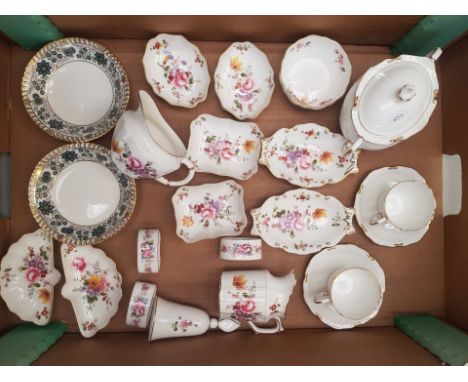 A collection of Royal Crown Derby ceramic items in various patterns to include Regency lidded sugar bowl and 2 coffee cups an