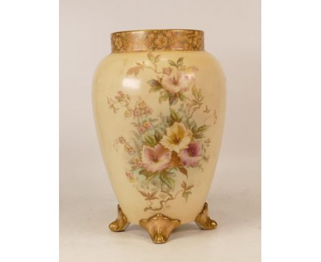 Carlton Ware Petunia patterned footed vase. Height 24cm (one foot reglued) 