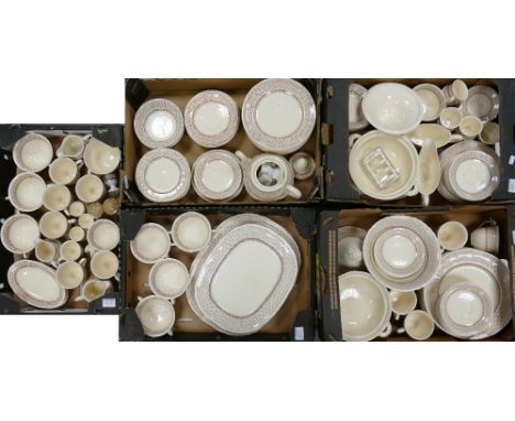 Masons Ashlea tea and dinnerware to include lidded tureen, cups, saucers, dinner plates, coffee cups, serving tray, gravy boa