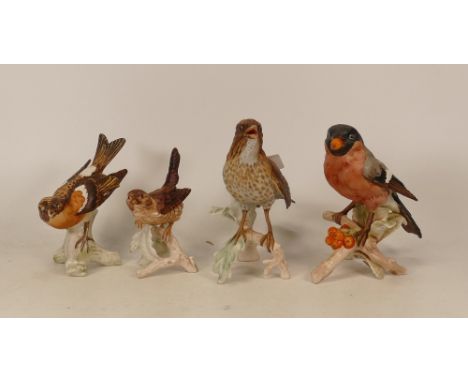 Four Goebel birds to include Song Thrush, Wren, Bullfinch and Brambling (4) 