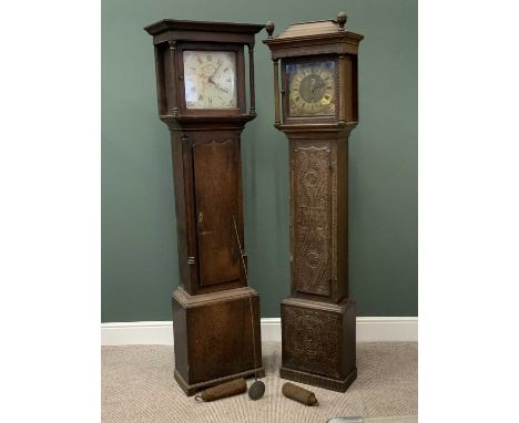 LONGCASE CLOCKS (2) - "Jackson, Dolgelly" with painted dial in an oak case, 201cms H, 48cms W, 26cms D, the other brass faced