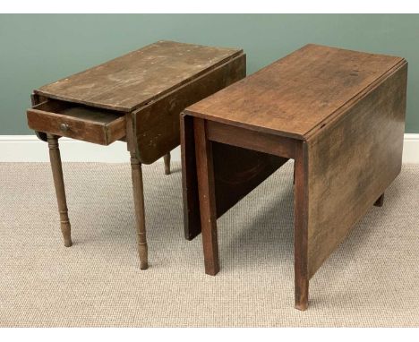 PINE PEMBROKE TABLE on turned supports, with end drawer, 72cms H, 91cms W, 48cms D and an antique type gate leg table, 71cms 