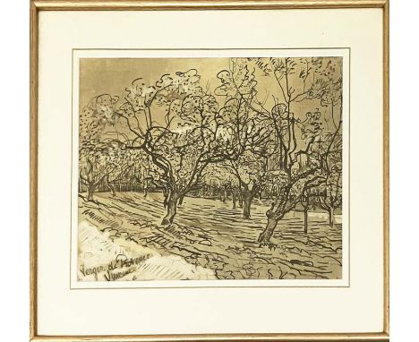 VINCENT VAN GOGH, 'Verger De Provence, Orchard Provence' lithograph, 35cm x 49cm, signed in plate, framed. ( published Stedel