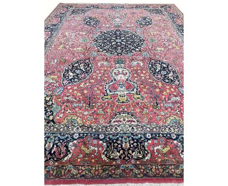 VINTAGE PERSIAN SAFAVID HUNTING DESIGN CARPET, 410cm x 310cm. 