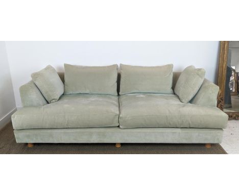SINCLAIR MATTHEWS SANTA BARBARA SOFA, light green upholstery, 214cm W x 72cm H x 110 cm D. 