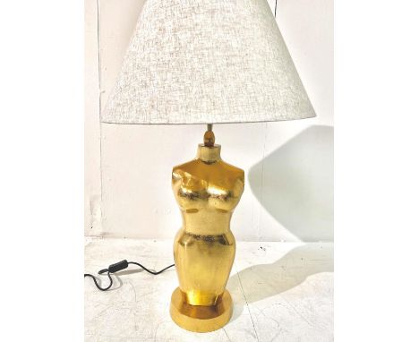 TABLE LAMP, nude female form, with shade, 80cm H x 50cm W. 