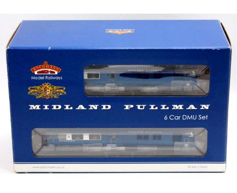 A Bachmann 00 Gauge No.31-255DC Midland Pullman six-car unit (Nanking Blue), DCC on board, housed in the original window disp