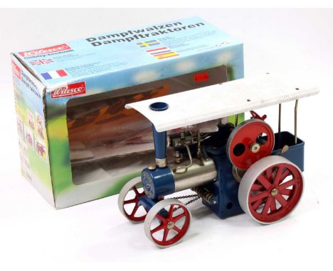 Wilesco No. D405 Traction Engine comprising of blue &amp; red body housed in the original window sided card box, some use but