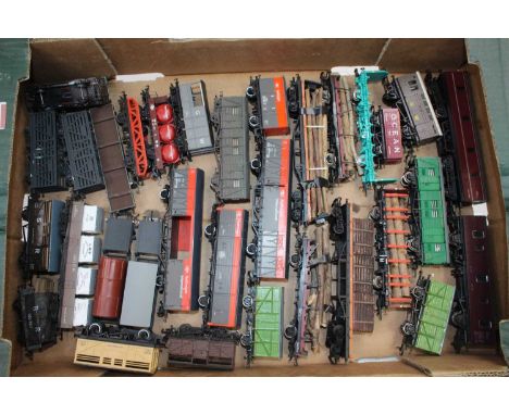One tray containing a quantity of various loose manufactured kit built and repainted 00 gauge items of rolling stock to inclu
