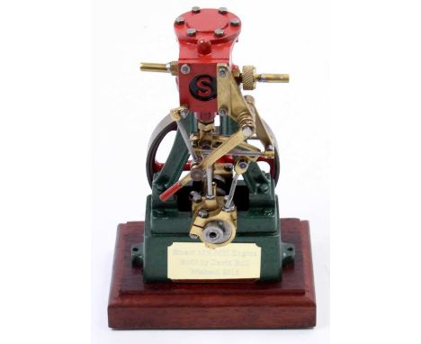 Stuart Turner 10V Vertical Single Cylinder Steam Engine, well-engineered example fitted with reverse lever, hand painted in g