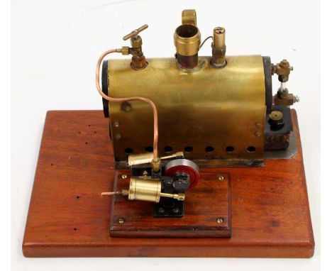 A scratch built horizontal steam plant comprising of copper and brass made horizontal boiler with spirit burner, sight glass 