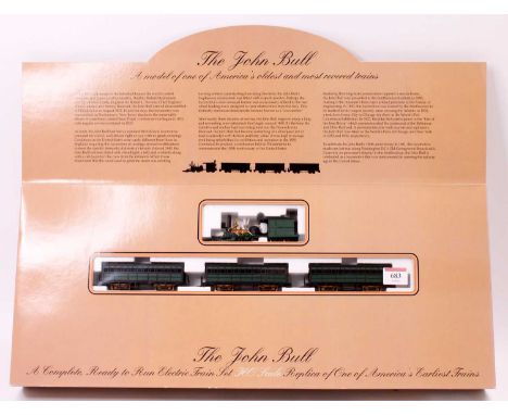 A Bachmann HO scale No. 00640 The John Bull Gift Set comprising of locomotive, tender and three coaches, housed in the origin