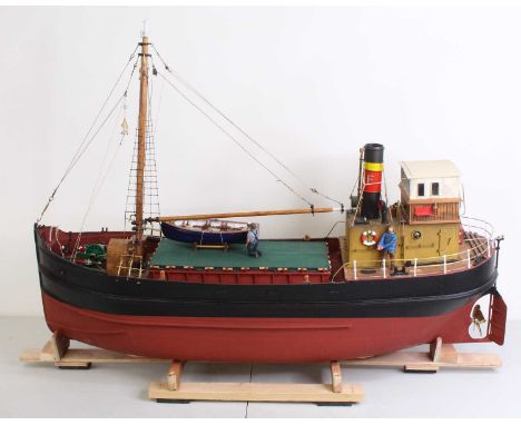 A Mountfleet Models Highlander kit built model of a Scottish West Coast coaster, alias A Puffer, built 2023, motor geared wit