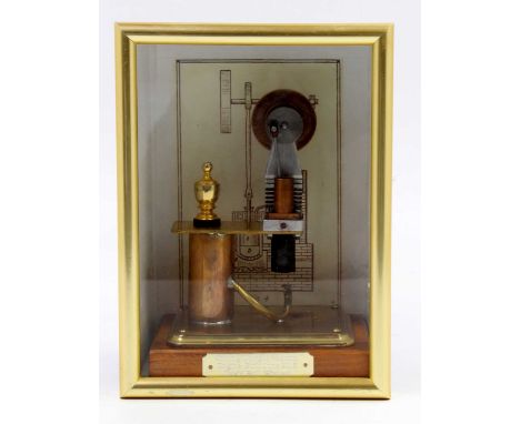 Freelance Designed Stirling Upright Vacuum Engine, constructed from brass, copper and gunmetal components, maker's plaque to 