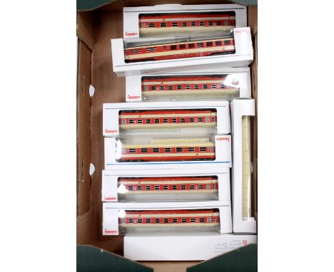 A collection of ten various boxed Marklin H0 scale Austrian Federal Railways OBB saloon stock and passenger stock all housed 