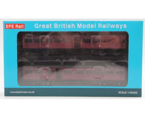 An EFE Rail by Bachmann No. E86001 London South Western Region 2-car gate stock set finished in BR crimson, housed in the ori