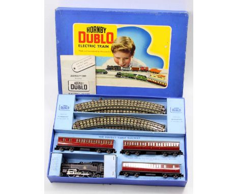 EDP13 Hornby-Dublo 3-rail 2-6-4 Tank Passenger set comprising loco BR 80054 (VG); 2 x D13 br/3rd &amp; one 1st/3rd maroon sub