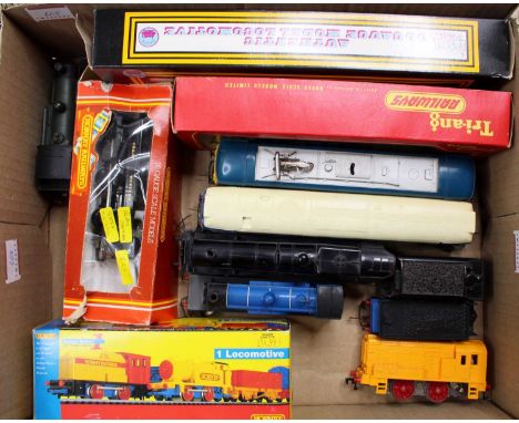 Collection of ten locomotives: Dapol LMS 4-4-0 635 black, with tender (E) (BE); Triang R158 E3001 (E) (BE); another unboxed &