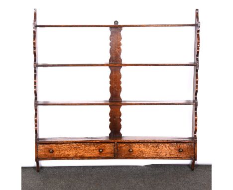 Reproduction oak delft rack, Titchmarsh &amp; Goodwin, two spice drawers, 93x90cm.