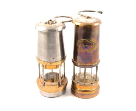 Two miner's lamps, The Wolf Safety Lamp Co. (W'm. Maurice) Ltd. Sheffield, Wolf Type FS, 22cm; and an Ashington Colliery Lamp