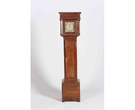 A SMALL OAK LONGCASE CLOCK WITH BIRD CAGE MOVEMENT, JOHNATHON SAVAGE, CLIFTON (NEAR PENRITH), CIRCA 1720, the 7-inch square b