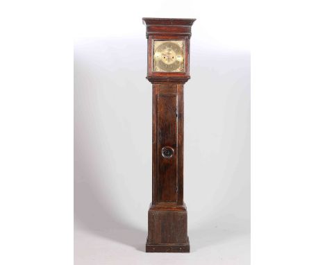 AN OAK EIGHT-DAY LONGCASE CLOCK, JAMES HENDRIE, WIGTON, CIRCA 1720-30, the 12-inch square brass dial with subsidiary seconds 