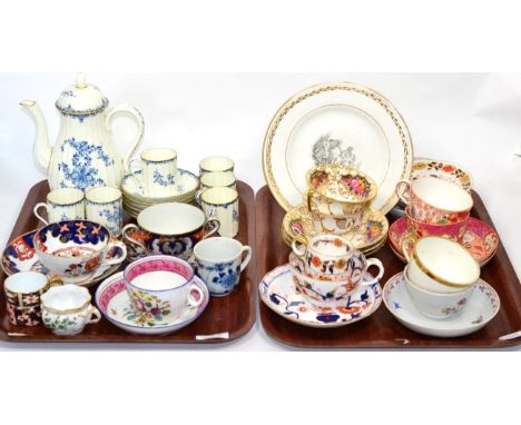 Collection of 19th century teawares including some by John Rose; Coalport; Royal Worcester coffee pot and six cups and saucer