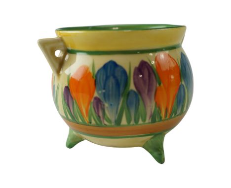 A 1930s Clarice Cliff Bizzare "Autumn Crocus" cauldron, Wilkinson Ltd, 7 cm