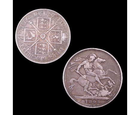 An 1893 silver crown together with an 1887 double florin