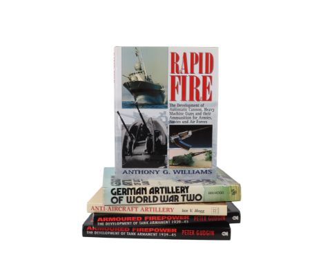A group of books on 20th Century artillery including Gudgin, "Armoured Firepower, the Development of Tank Armament 1939-45"; 