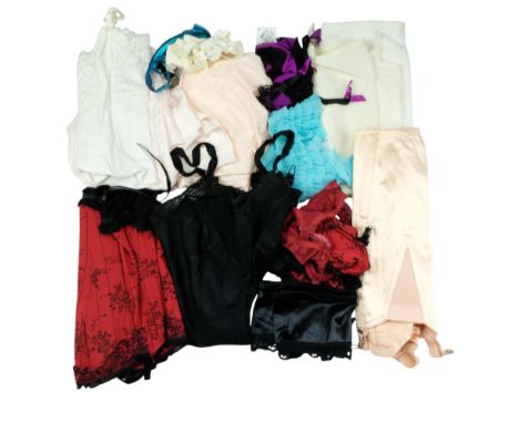 A collection of vintage and later lingerie including three corsets
