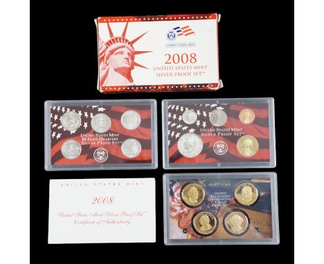 A 2008 United States Mint Silver Proof Set including state quarters 