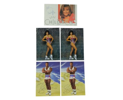 [ Autograph ] Signed promotional portrait photographs of first season Gladiators stars Shadow and Scorpio together with a car