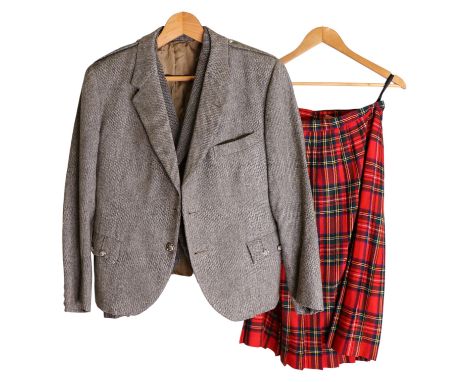 Two vintage Scottish kilt jackets together with a kilt 