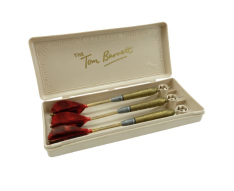 A cased set of three "The Tom Barrett" Unicorn darts, circa 1960s. [Tom Barrett was the first man to win the News of the Worl