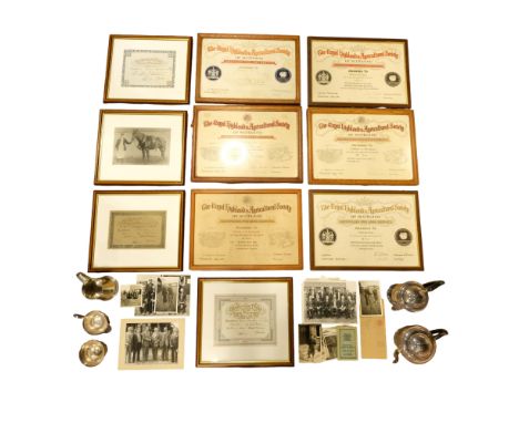 A Highland &amp; Agricultural Society of Scotland group relating to Winterseugh Farm of Annan, including five silver prize me