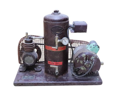 A 1970s DeVilbiss Company Ltd Type ACA1 bench-top air compressor, 54 cm x 28 cm x 44 cm, [sold strictly as a collector's item