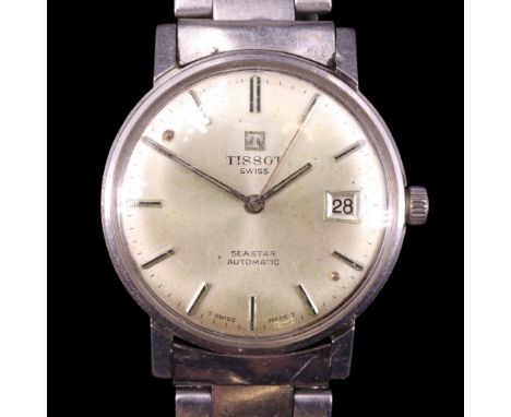 A 1970s Tissot Seastar wristwatch, having a calibre 2481 automatic movement and radially brushed (subtle champagne) silver fa