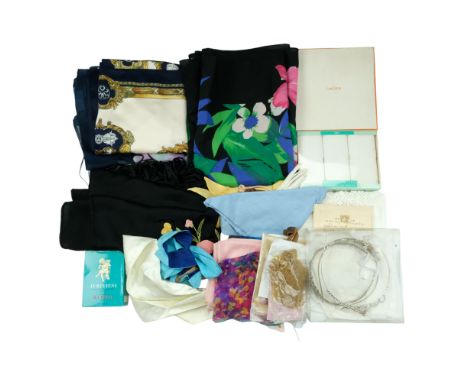 A collection of ladies' vintage and later dressing accessories, including handkerchiefs and scarves