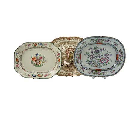 An early 20th Century  Johnson Brothers "His Majesty" turkey ashet together with Victorian Hammersley "Indian Tree" and Spode