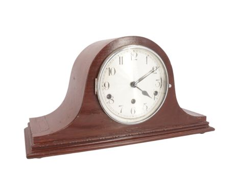 A mahogany "Napoleon's hat" mantle clock, having three-train movement, circa 1930s, 44 cm x 16 cm x 24 cm