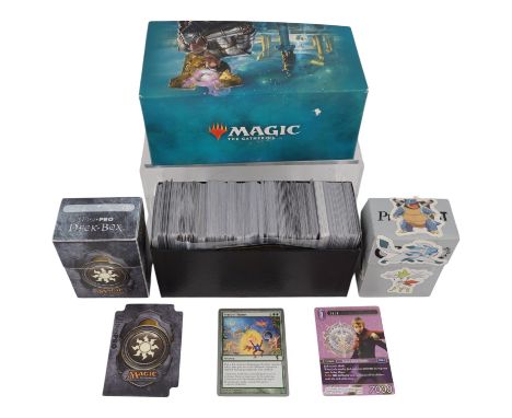 A group of Magic the Gathering cards, Ultra-Pro Deck Box and Health Counter including a Planeshift set Treva's Charm card (20